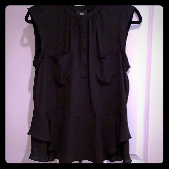 Black flutter sleeveless blouse - Picture 1 of 1